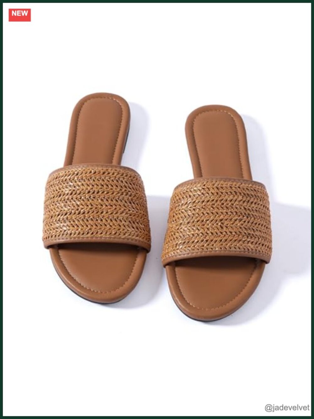 Braided Vegan Leather Flat Sandals Slide Sandals for Women Casual Walking